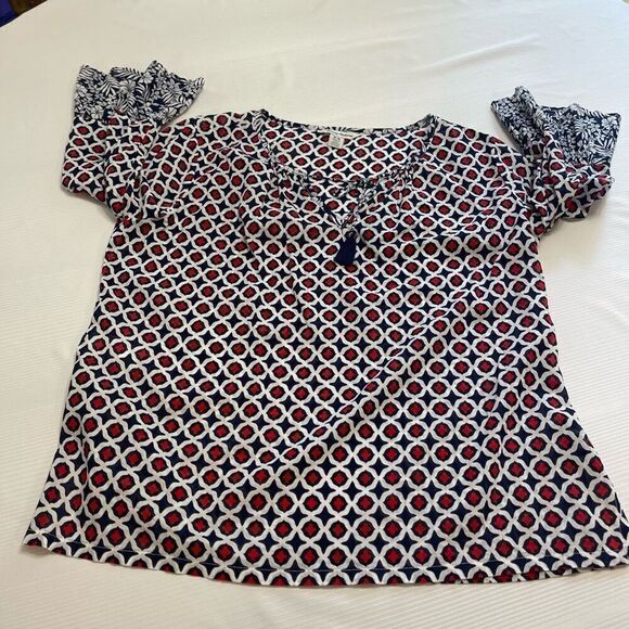 Tommy Bahama Red White Blue Cotton Tunic Top Size Medium - Picture 7 of 13